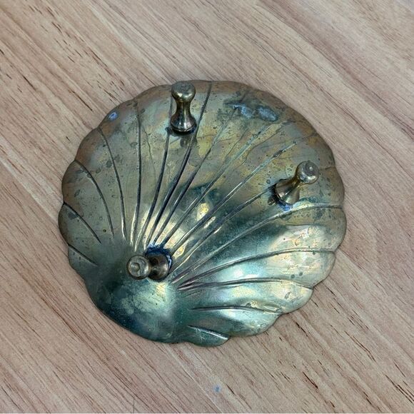Vintage Brass Clam Shell Footed Trinket Dish Small - Picture 6 of 9